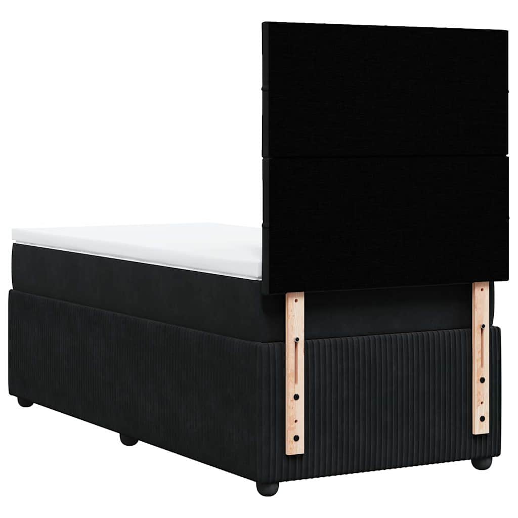 Κρεβάτι Boxspring με Στρώμα Μαύρο 80 x 200 εκ. Βελούδινο - Pakobazaar