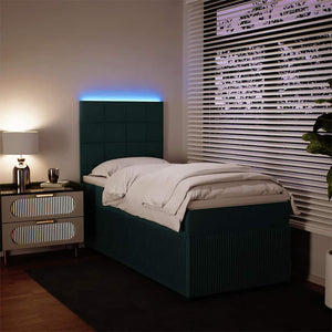 Κρεβάτι Boxspring με Στρώμα Σκούρο Πράσινο 80x200 εκ. Βελούδινο - Pakobazaar