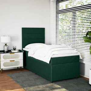 Κρεβάτι Boxspring με Στρώμα Σκούρο Πράσινο 80x200 εκ. Βελούδινο - Pakobazaar