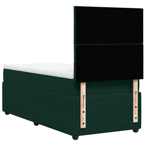 Κρεβάτι Boxspring με Στρώμα Σκούρο Πράσινο 80x200 εκ. Βελούδινο - Pakobazaar