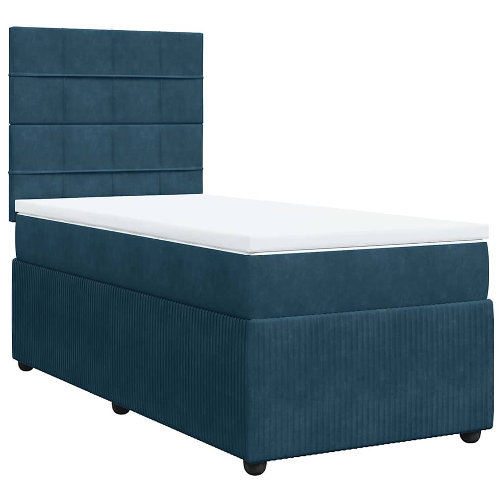 Κρεβάτι Boxspring με Στρώμα Μπλε 80 x 200 εκ. Βελούδινο - Pakobazaar