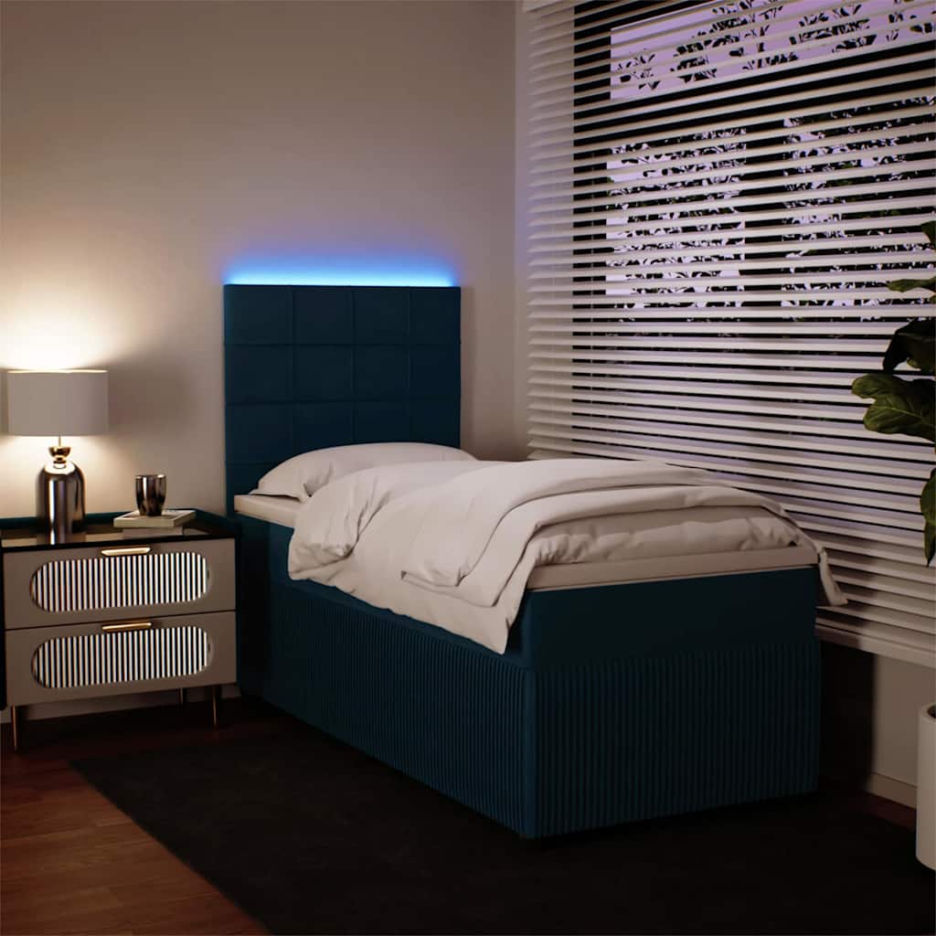Κρεβάτι Boxspring με Στρώμα Μπλε 80 x 200 εκ. Βελούδινο - Pakobazaar
