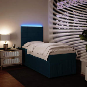 Κρεβάτι Boxspring με Στρώμα Μπλε 80 x 200 εκ. Βελούδινο - Pakobazaar