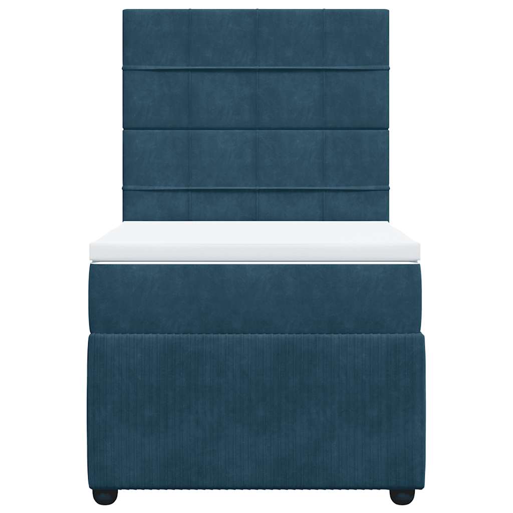 Κρεβάτι Boxspring με Στρώμα Μπλε 80 x 200 εκ. Βελούδινο - Pakobazaar