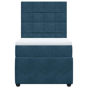 Κρεβάτι Boxspring με Στρώμα Μπλε 80 x 200 εκ. Βελούδινο - Pakobazaar