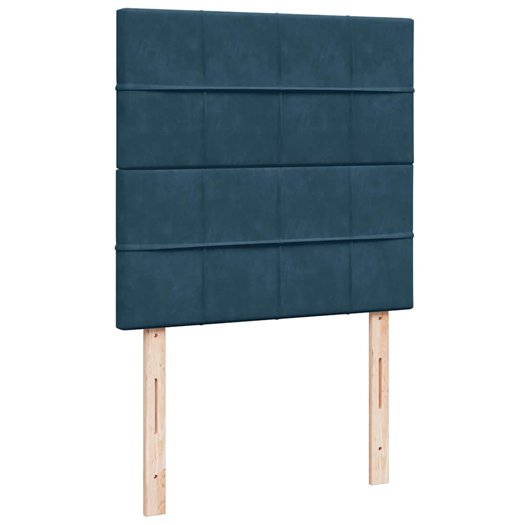 Κρεβάτι Boxspring με Στρώμα Μπλε 80 x 200 εκ. Βελούδινο - Pakobazaar