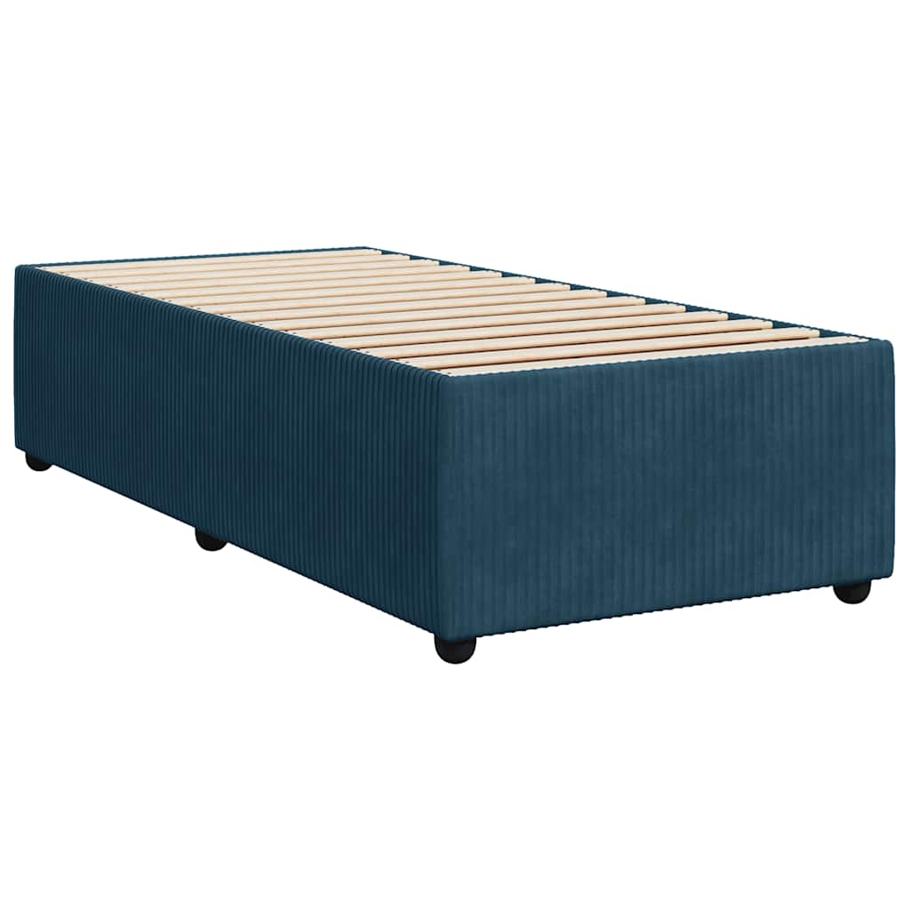 Κρεβάτι Boxspring με Στρώμα Μπλε 80 x 200 εκ. Βελούδινο - Pakobazaar