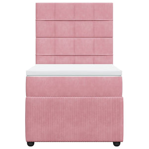Κρεβάτι Boxspring με Στρώμα Ροζ 80 x 200 εκ. Βελούδινο