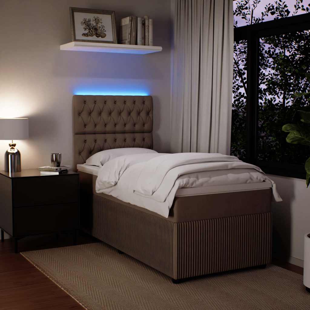 Κρεβάτι Boxspring με Στρώμα Ανοιχτό Γκρι 80x200 εκ. Βελούδινο - Pakobazaar