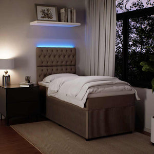 Κρεβάτι Boxspring με Στρώμα Ανοιχτό Γκρι 80x200 εκ. Βελούδινο - Pakobazaar
