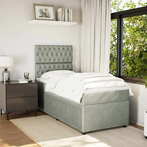 Κρεβάτι Boxspring με Στρώμα Ανοιχτό Γκρι 80x200 εκ. Βελούδινο - Pakobazaar