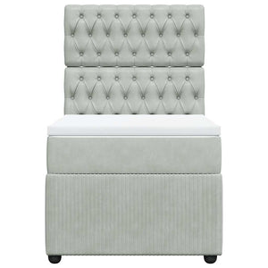 Κρεβάτι Boxspring με Στρώμα Ανοιχτό Γκρι 80x200 εκ. Βελούδινο - Pakobazaar