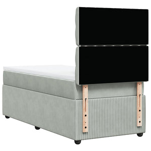 Κρεβάτι Boxspring με Στρώμα Ανοιχτό Γκρι 80x200 εκ. Βελούδινο - Pakobazaar