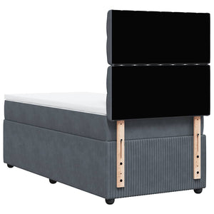 Κρεβάτι Boxspring με Στρώμα Σκούρο Γκρι 80x200 εκ. Βελούδινο - Pakobazaar