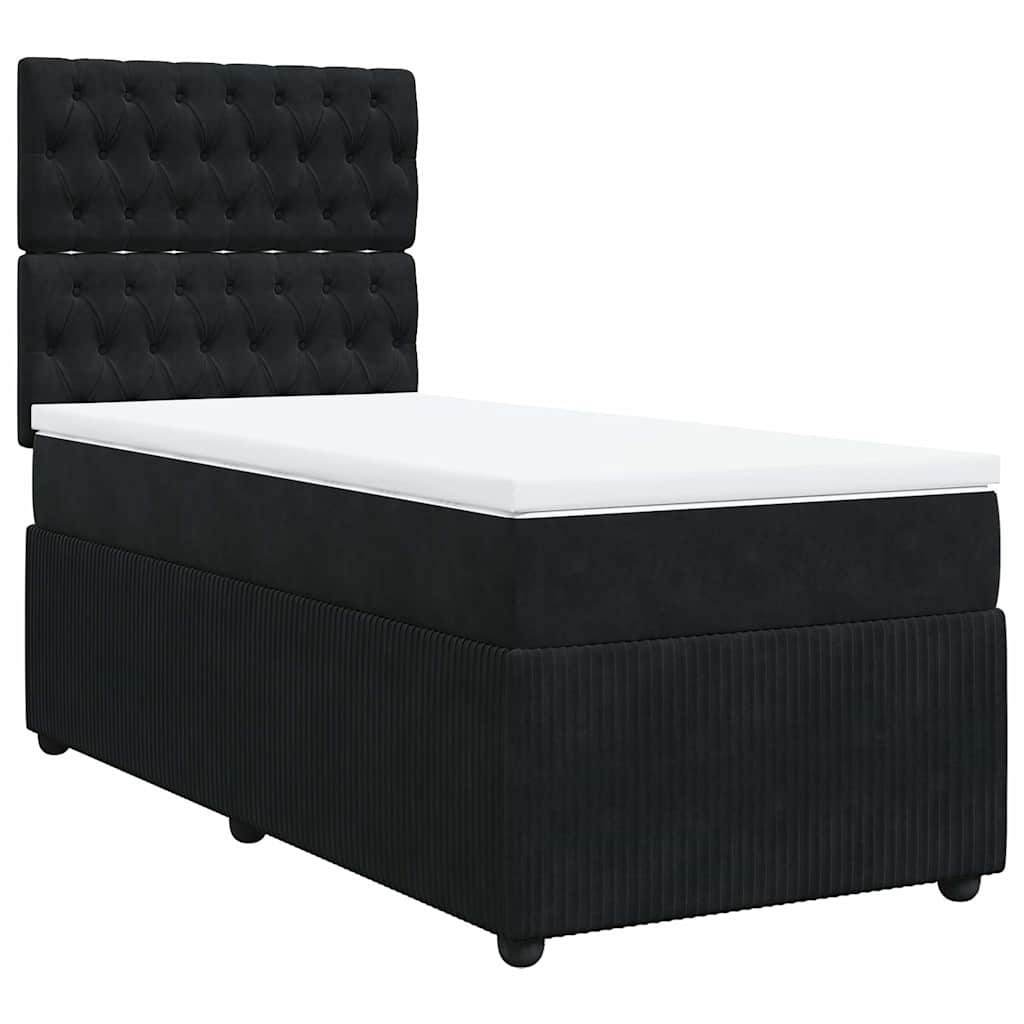 Κρεβάτι Boxspring με Στρώμα Μαύρο 80 x 200 εκ. Βελούδινο - Pakobazaar