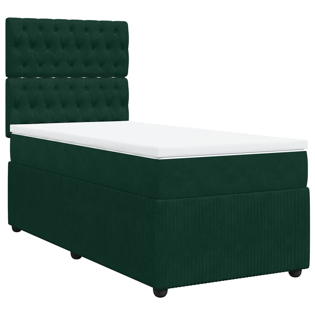 Κρεβάτι Boxspring με Στρώμα Σκούρο Πράσινο 80x200 εκ. Βελούδινο - Pakobazaar
