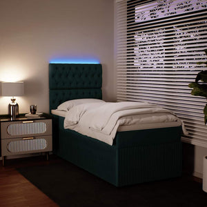 Κρεβάτι Boxspring με Στρώμα Σκούρο Πράσινο 80x200 εκ. Βελούδινο - Pakobazaar