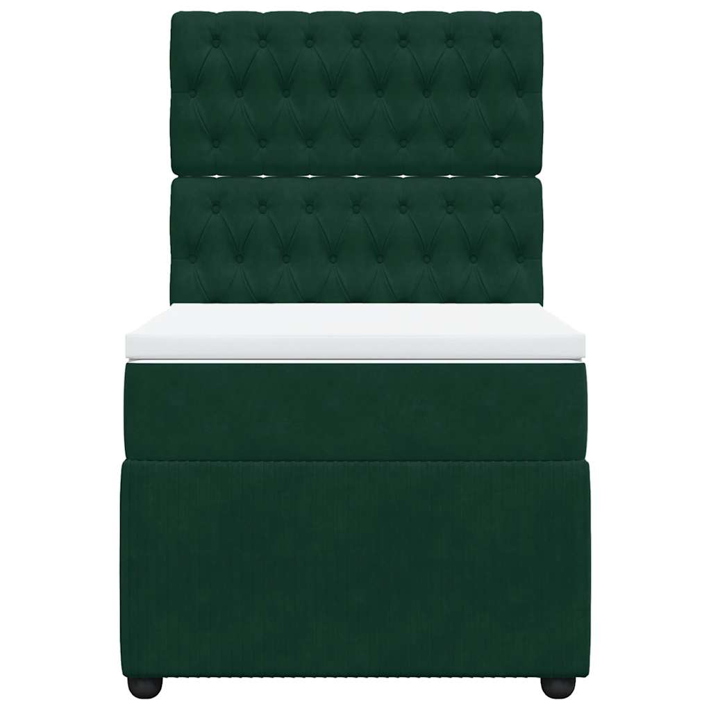 Κρεβάτι Boxspring με Στρώμα Σκούρο Πράσινο 80x200 εκ. Βελούδινο - Pakobazaar