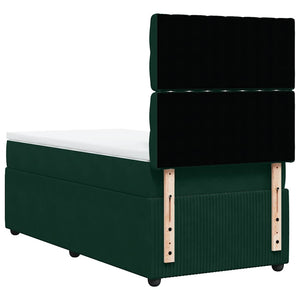 Κρεβάτι Boxspring με Στρώμα Σκούρο Πράσινο 80x200 εκ. Βελούδινο - Pakobazaar
