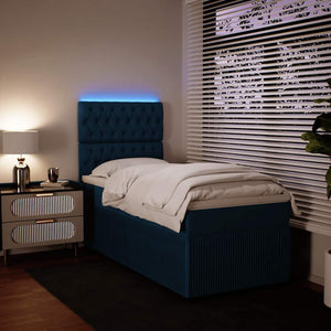 Κρεβάτι Boxspring με Στρώμα Μπλε 80 x 200 εκ. Βελούδινο - Pakobazaar
