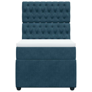 Κρεβάτι Boxspring με Στρώμα Μπλε 80 x 200 εκ. Βελούδινο - Pakobazaar
