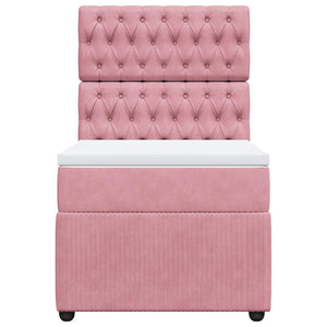 Κρεβάτι Boxspring με Στρώμα Ροζ 80 x 200 εκ. Βελούδινο - Pakobazaar
