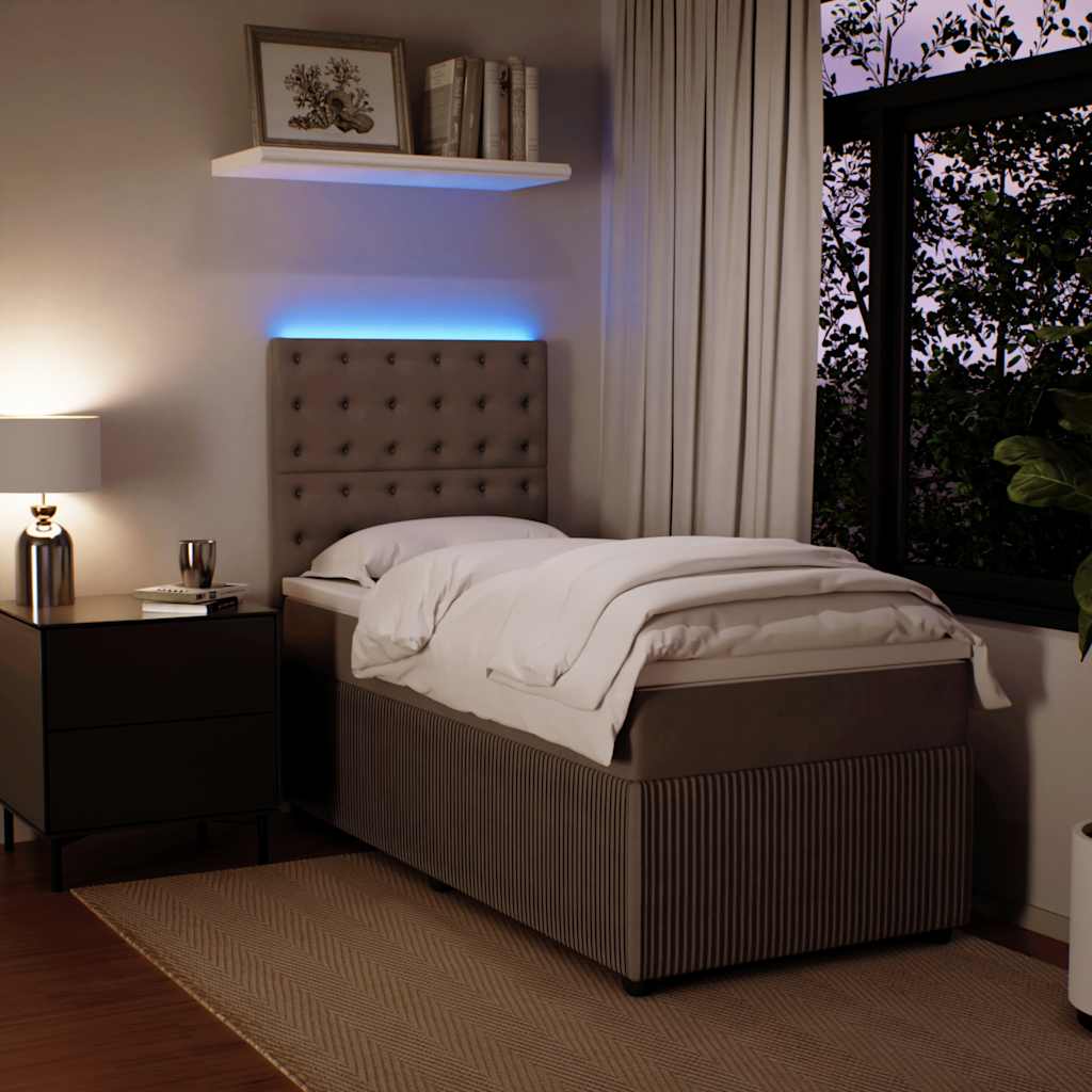 Κρεβάτι Boxspring με Στρώμα Ανοιχτό Γκρι 80x200 εκ. Βελούδινο - Pakobazaar