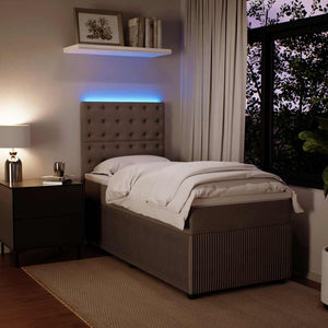 Κρεβάτι Boxspring με Στρώμα Ανοιχτό Γκρι 80x200 εκ. Βελούδινο - Pakobazaar