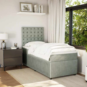 Κρεβάτι Boxspring με Στρώμα Ανοιχτό Γκρι 80x200 εκ. Βελούδινο - Pakobazaar