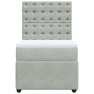 Κρεβάτι Boxspring με Στρώμα Ανοιχτό Γκρι 80x200 εκ. Βελούδινο - Pakobazaar