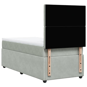 Κρεβάτι Boxspring με Στρώμα Ανοιχτό Γκρι 80x200 εκ. Βελούδινο - Pakobazaar