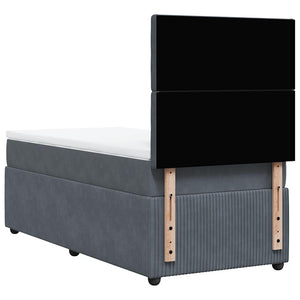 Κρεβάτι Boxspring με Στρώμα Σκούρο Γκρι 80x200 εκ. Βελούδινο - Pakobazaar