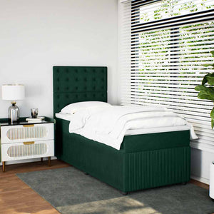 Κρεβάτι Boxspring με Στρώμα Σκούρο Πράσινο 80x200 εκ. Βελούδινο - Pakobazaar