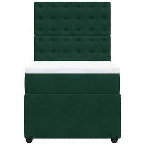 Κρεβάτι Boxspring με Στρώμα Σκούρο Πράσινο 80x200 εκ. Βελούδινο - Pakobazaar