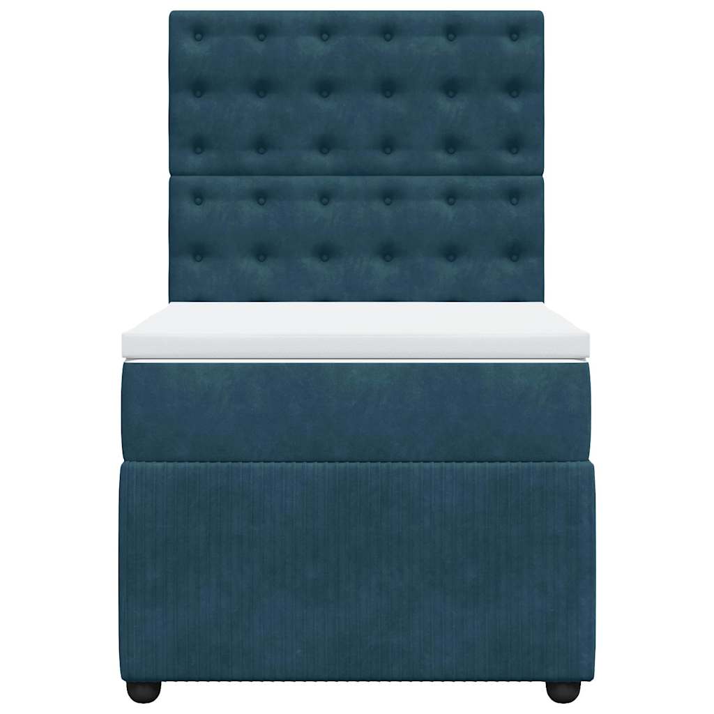 Κρεβάτι Boxspring με Στρώμα Μπλε 80 x 200 εκ. Βελούδινο - Pakobazaar