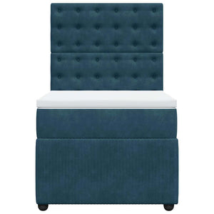 Κρεβάτι Boxspring με Στρώμα Μπλε 80 x 200 εκ. Βελούδινο - Pakobazaar