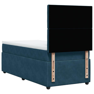 Κρεβάτι Boxspring με Στρώμα Μπλε 80 x 200 εκ. Βελούδινο - Pakobazaar