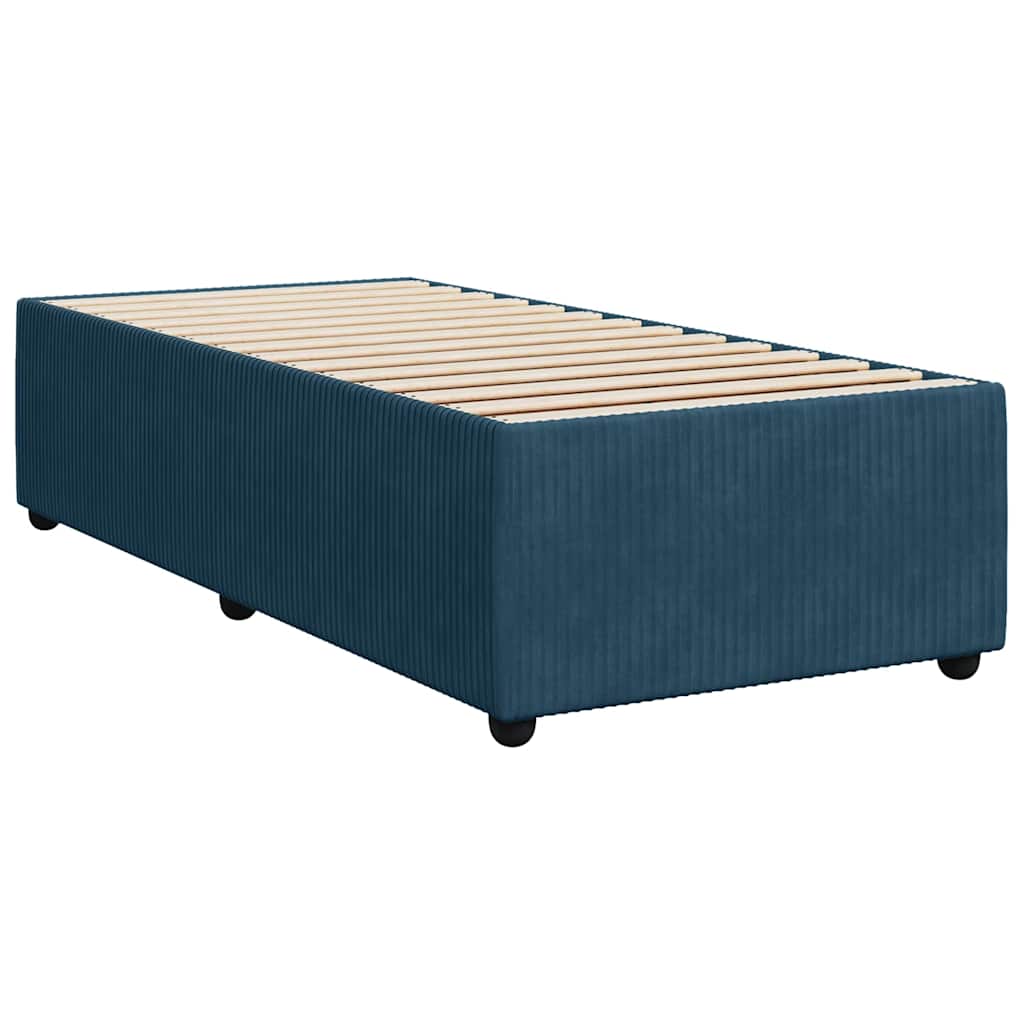 Κρεβάτι Boxspring με Στρώμα Μπλε 80 x 200 εκ. Βελούδινο - Pakobazaar