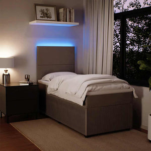 Κρεβάτι Boxspring με Στρώμα Ανοιχτό Γκρι 90x190 εκ. Βελούδινο - Pakobazaar