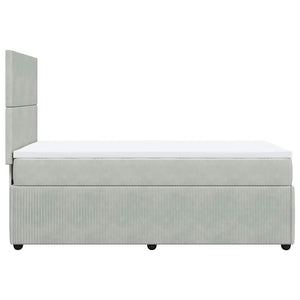 Κρεβάτι Boxspring με Στρώμα Ανοιχτό Γκρι 90x190 εκ. Βελούδινο - Pakobazaar