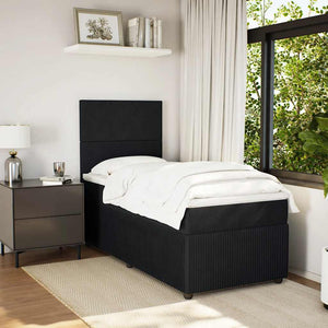 Κρεβάτι Boxspring με Στρώμα Μαύρο 90x190 εκ. Βελούδινο - Pakobazaar