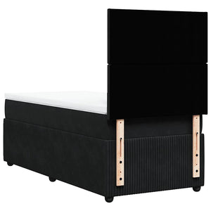 Κρεβάτι Boxspring με Στρώμα Μαύρο 90x190 εκ. Βελούδινο - Pakobazaar