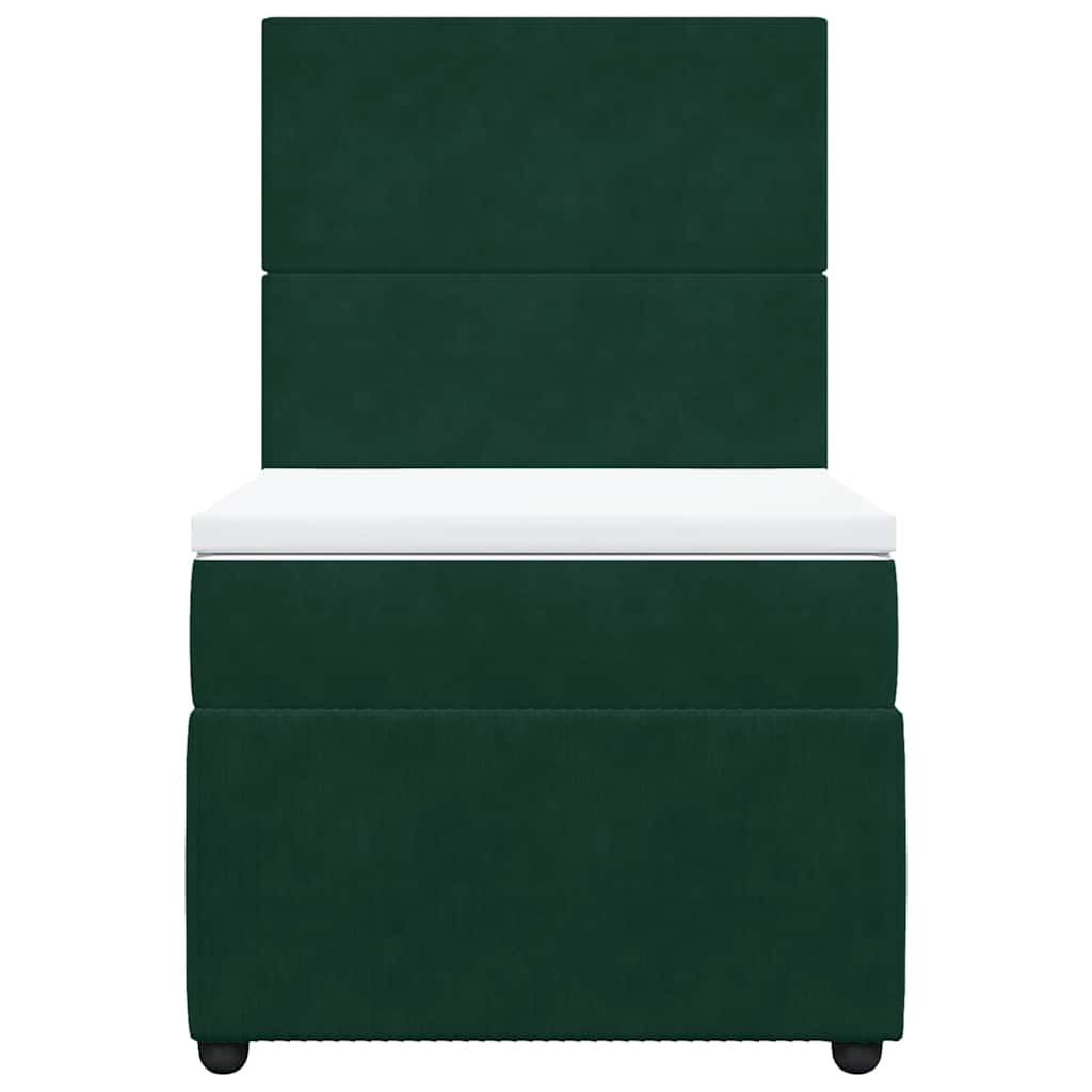 Κρεβάτι Boxspring με Στρώμα Σκούρο Πράσινο 90x190 εκ. Βελούδινο - Pakobazaar