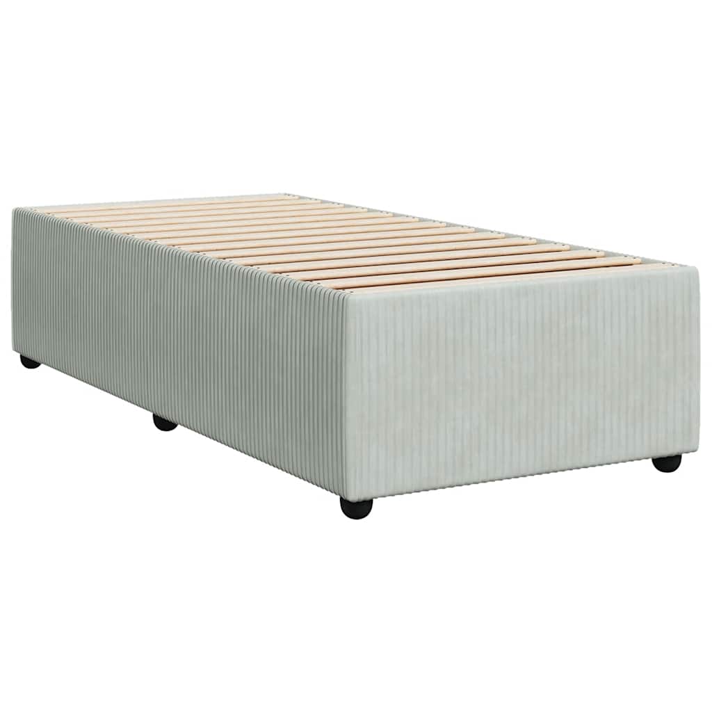 Κρεβάτι Boxspring με Στρώμα Ανοιχτό Γκρι 90x190 εκ. Βελούδινο - Pakobazaar