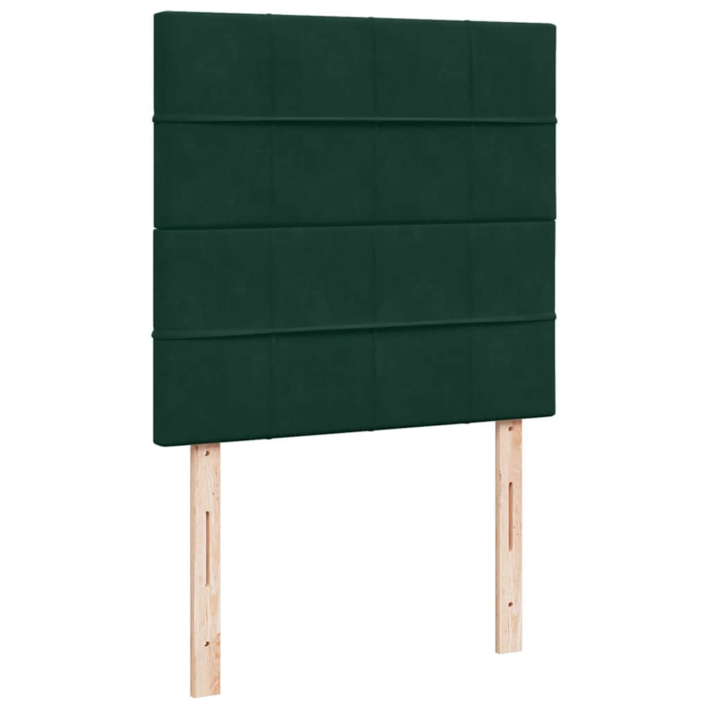 Κρεβάτι Boxspring με Στρώμα Σκούρο Πράσινο 90x190 εκ. Βελούδινο