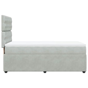 Κρεβάτι Boxspring με Στρώμα Ανοιχτό Γκρι 90x190 εκ. Βελούδινο - Pakobazaar