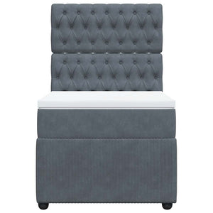 Κρεβάτι Boxspring με Στρώμα Σκούρο Γκρι 90x190 εκ. Βελούδινο - Pakobazaar