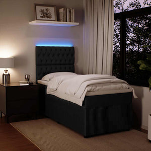 Κρεβάτι Boxspring με Στρώμα Μαύρο 90x190 εκ. Βελούδινο - Pakobazaar
