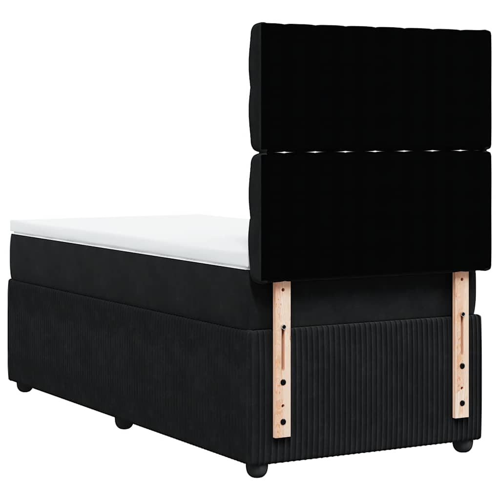 Κρεβάτι Boxspring με Στρώμα Μαύρο 90x190 εκ. Βελούδινο - Pakobazaar