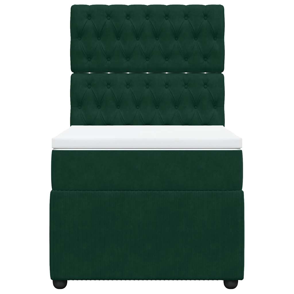 Κρεβάτι Boxspring με Στρώμα Σκούρο Πράσινο 90x190 εκ. Βελούδινο - Pakobazaar